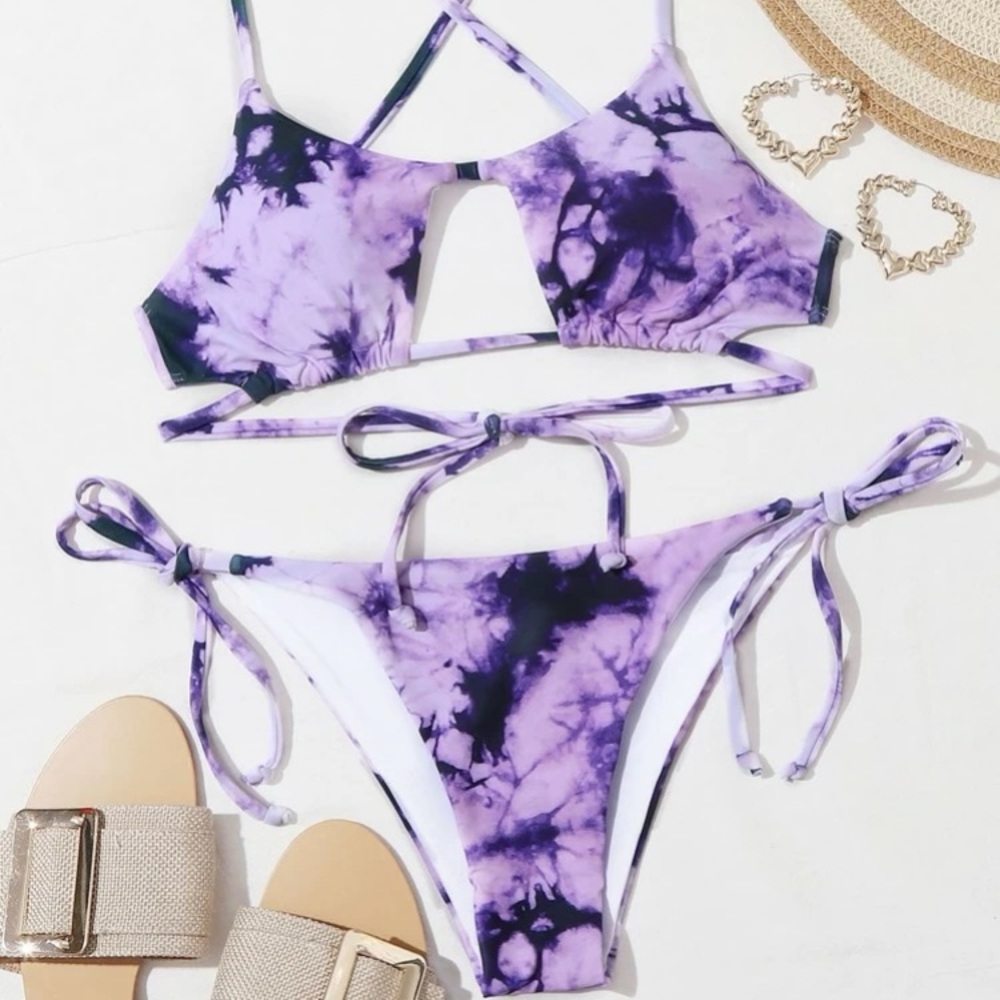 PURPLE TWO PEICE BIKINI SHEIN BATHING SUIT